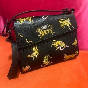 Min & Mon Tiger Rumble Mini Black Crossbody Bag NWOT